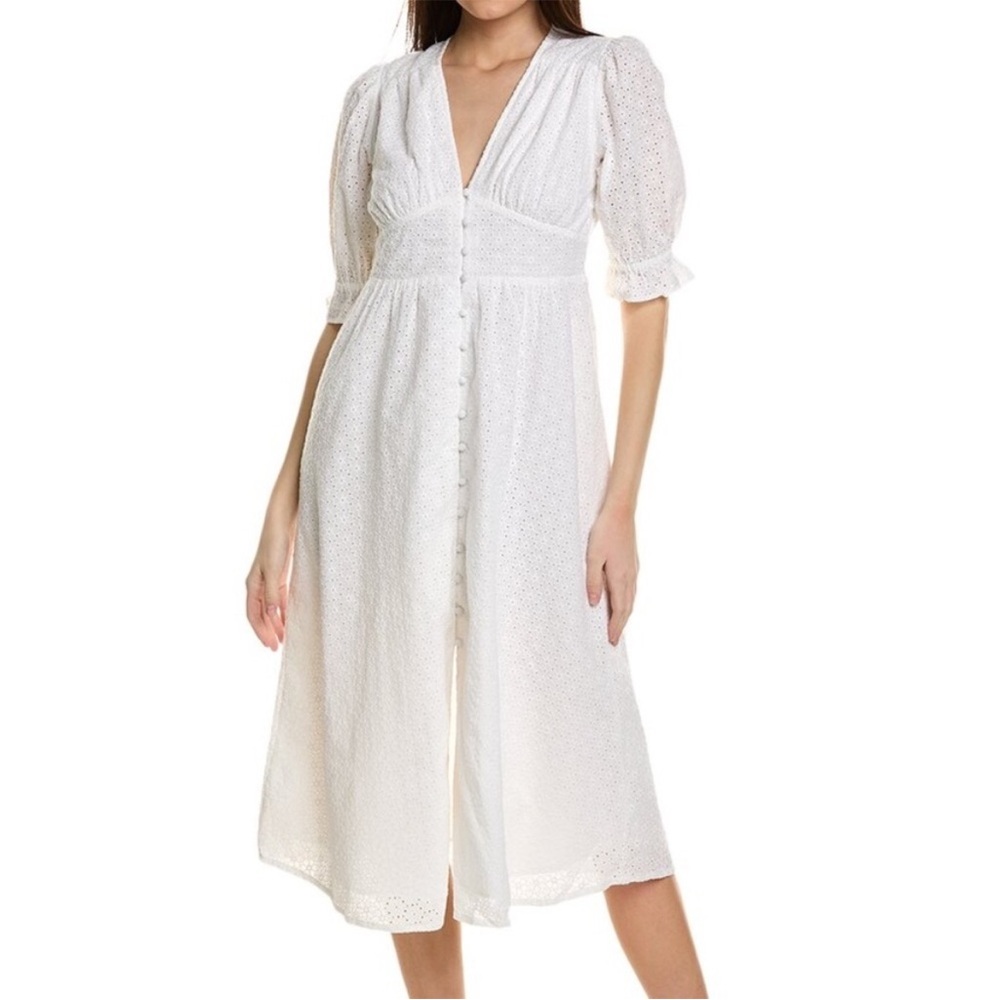 Elegant White Eyelet Midi Dress by Boden
